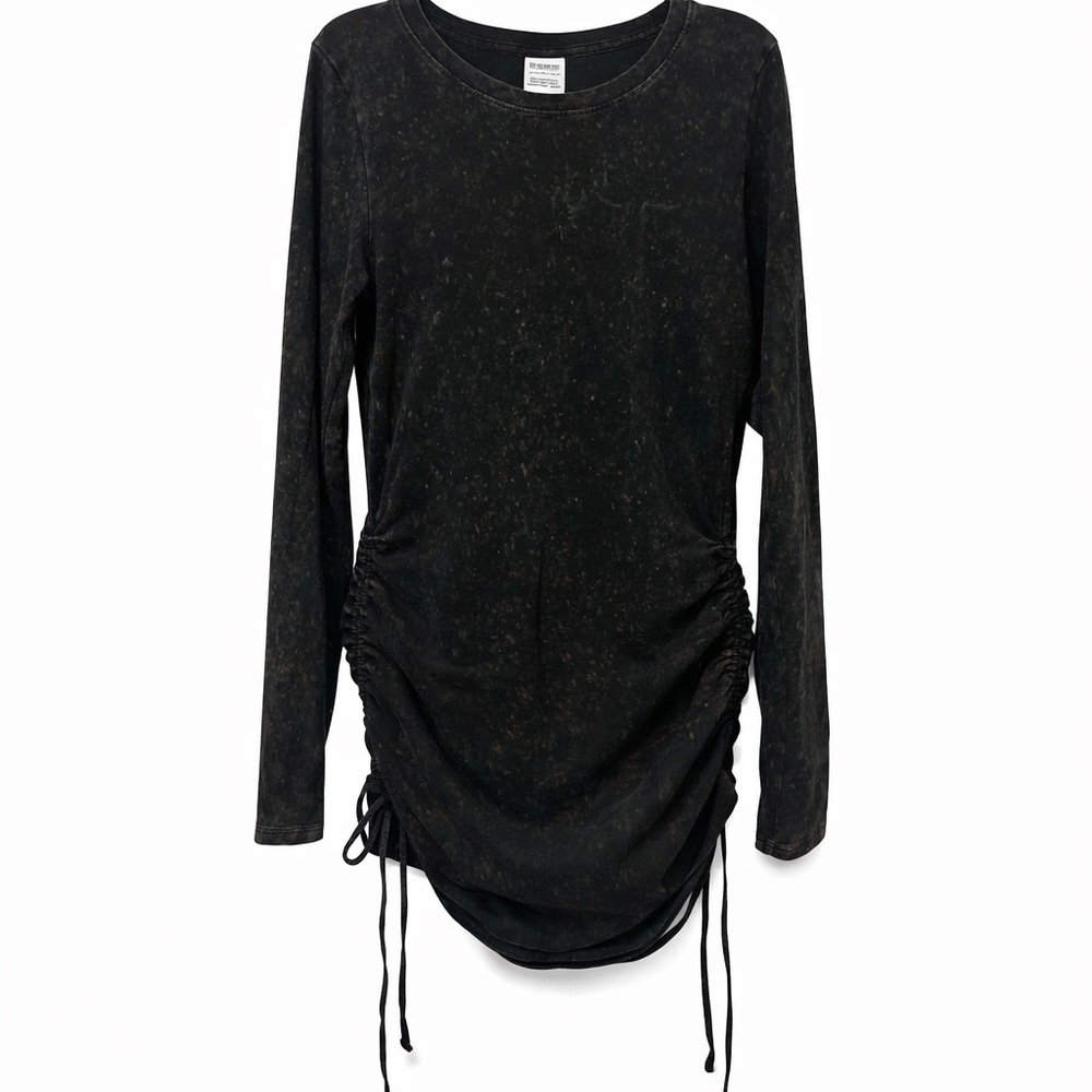 PINK Victoria's Secret Washed Black Ruched-Side Long Sleeve Tee